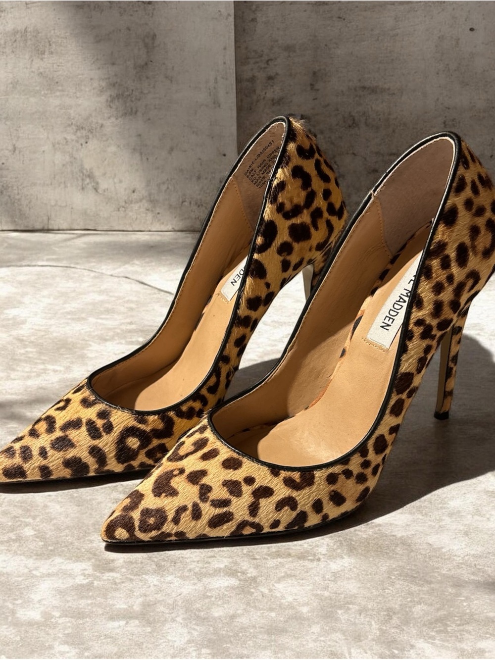 Steve Madden Leopard-Print Pointed Toe Pumps in Tan and Black